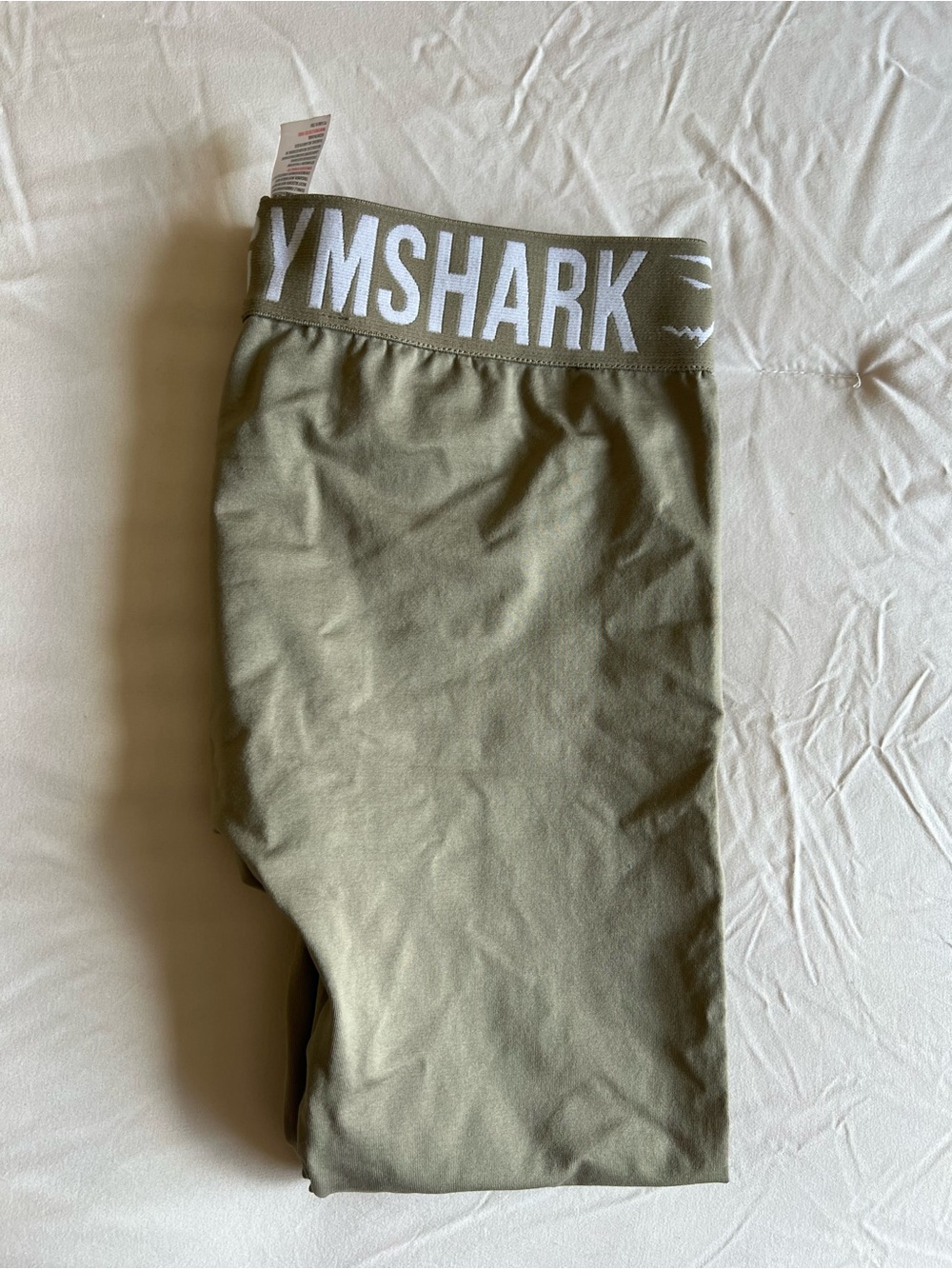 Gymshark Kids Olive Green Leggings with White Logo Waistband